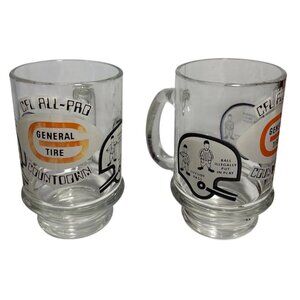 CFL All Pro Countdown General Tire Glass Mugs Set Of 2 Vintage Canadian Football